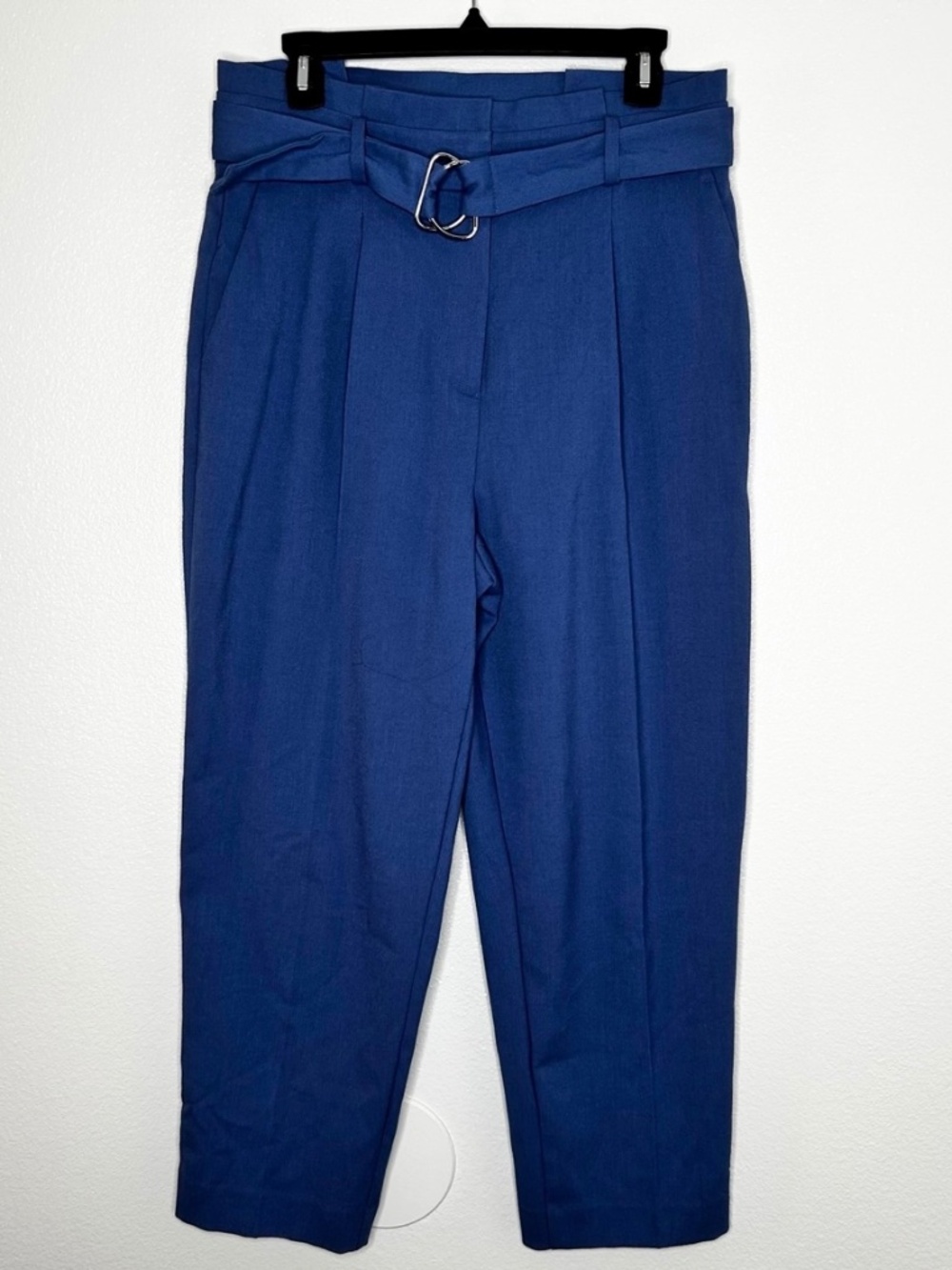 Ann Taylor Womens Blue High Waisted Belted Trousers Dress Pants Size 8 EUC